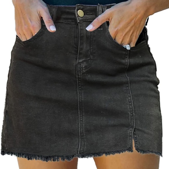 Black Denim Mini Skirt - Picture 2 of 6